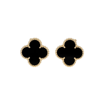 18k Van Cleef & Arpels Vintage Alhambra Black Earrings