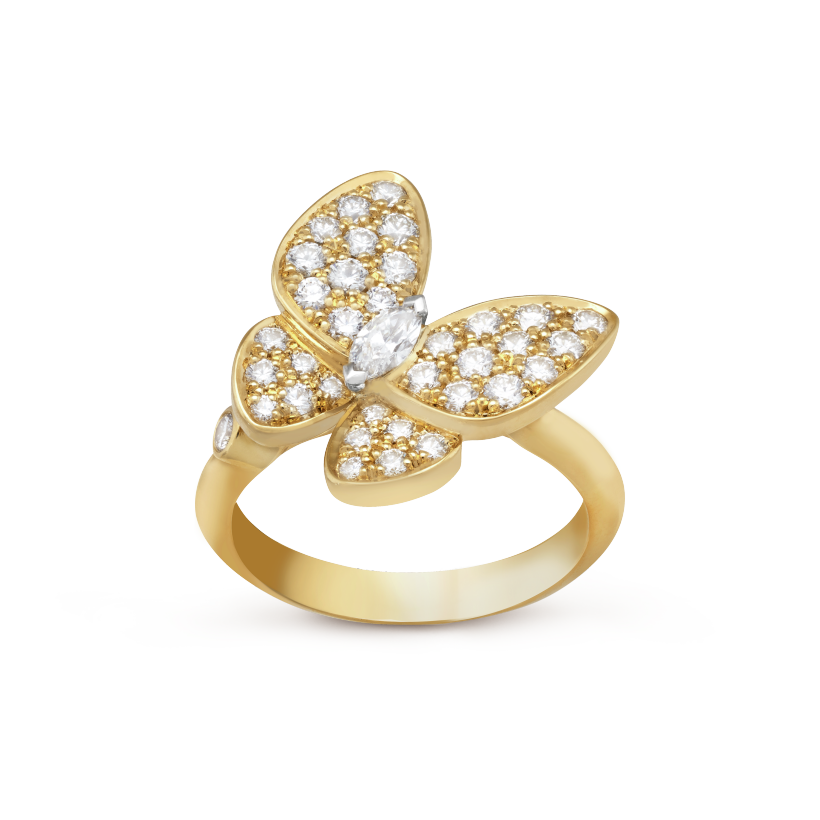 18K Two Butterfly Ring