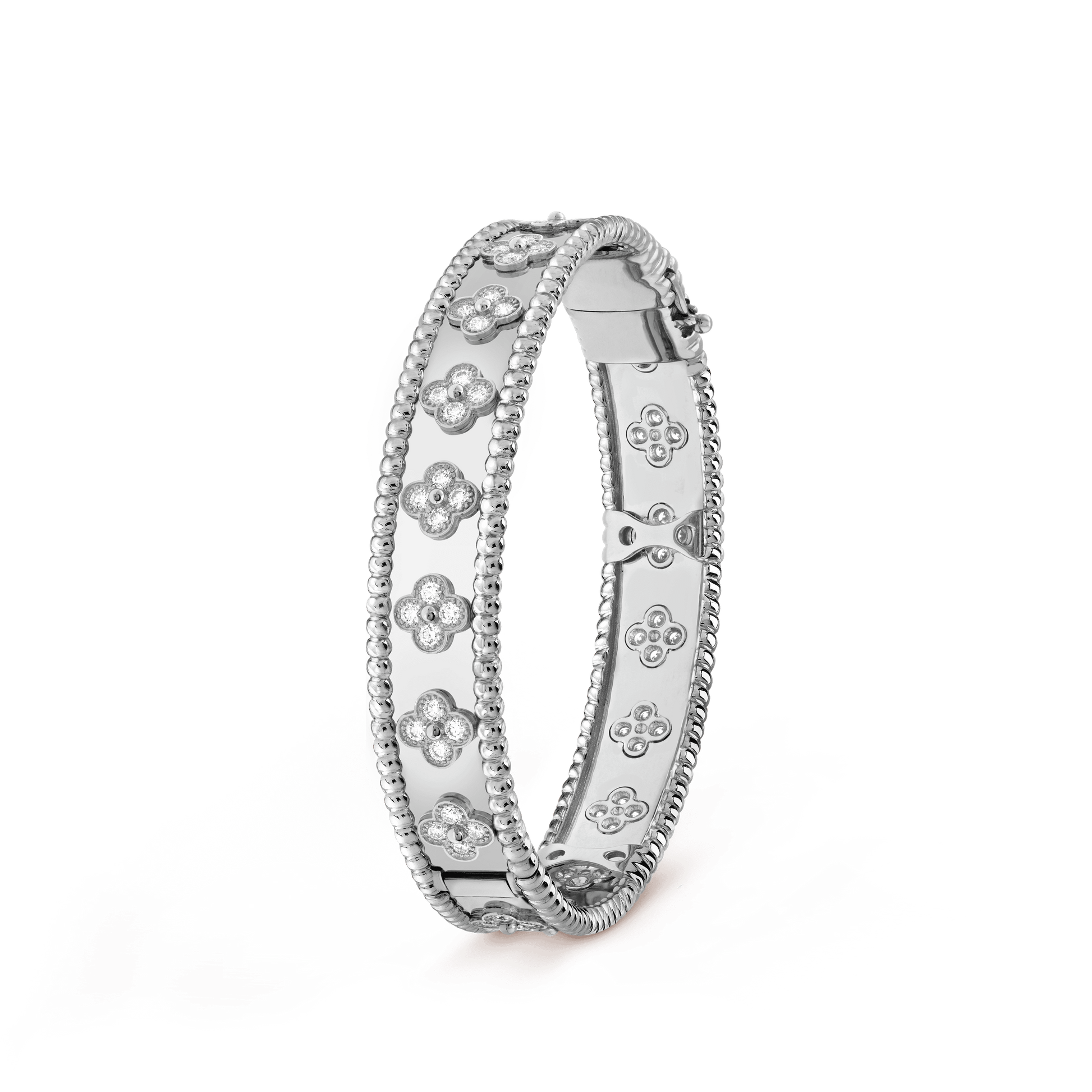 18K White Gold Van Cleef & Arpels Perlée Clovers Bracelet