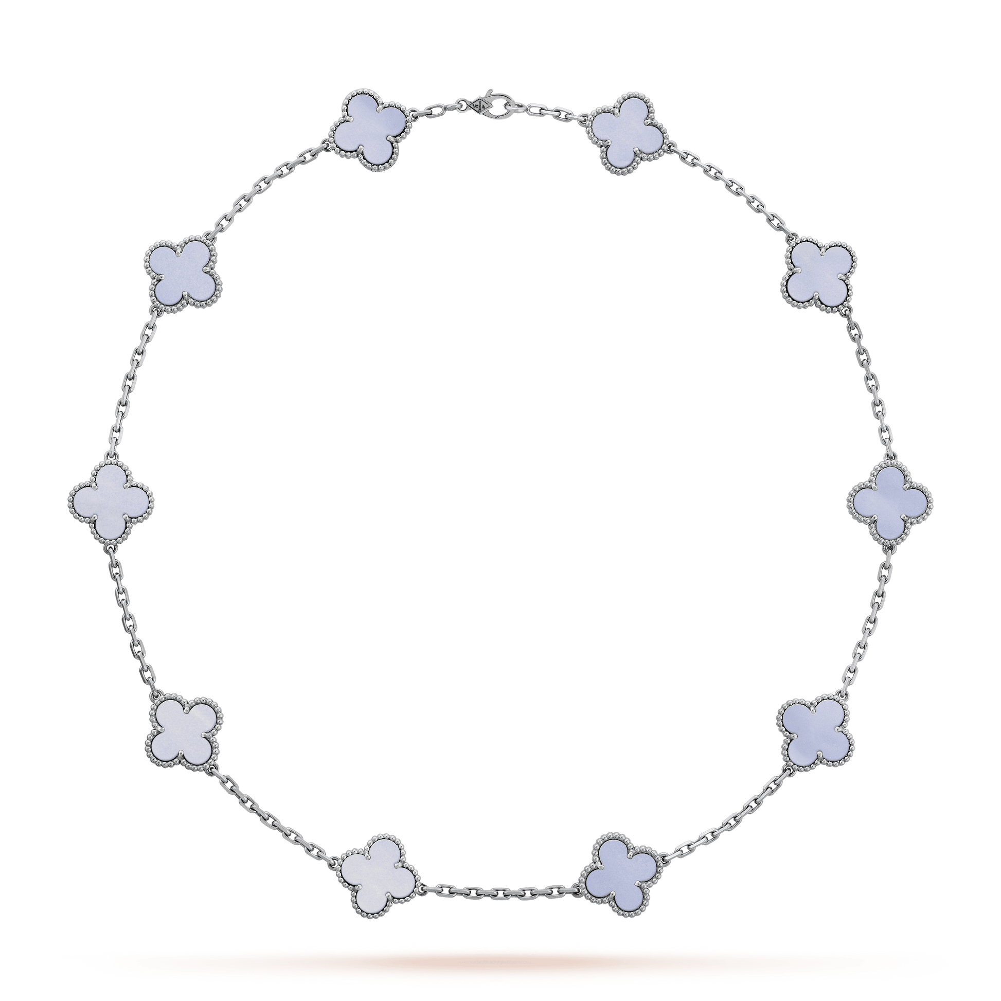 18K Van Cleef & Arpels Vintage Alhambra Chalcedony 10 Motifs Necklace