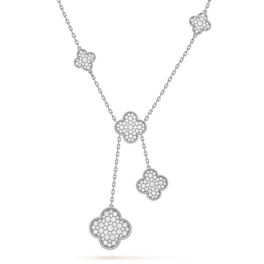 18K Van Cleef & Arpels Magic Alhambra Six Motifs Diamonds Necklace