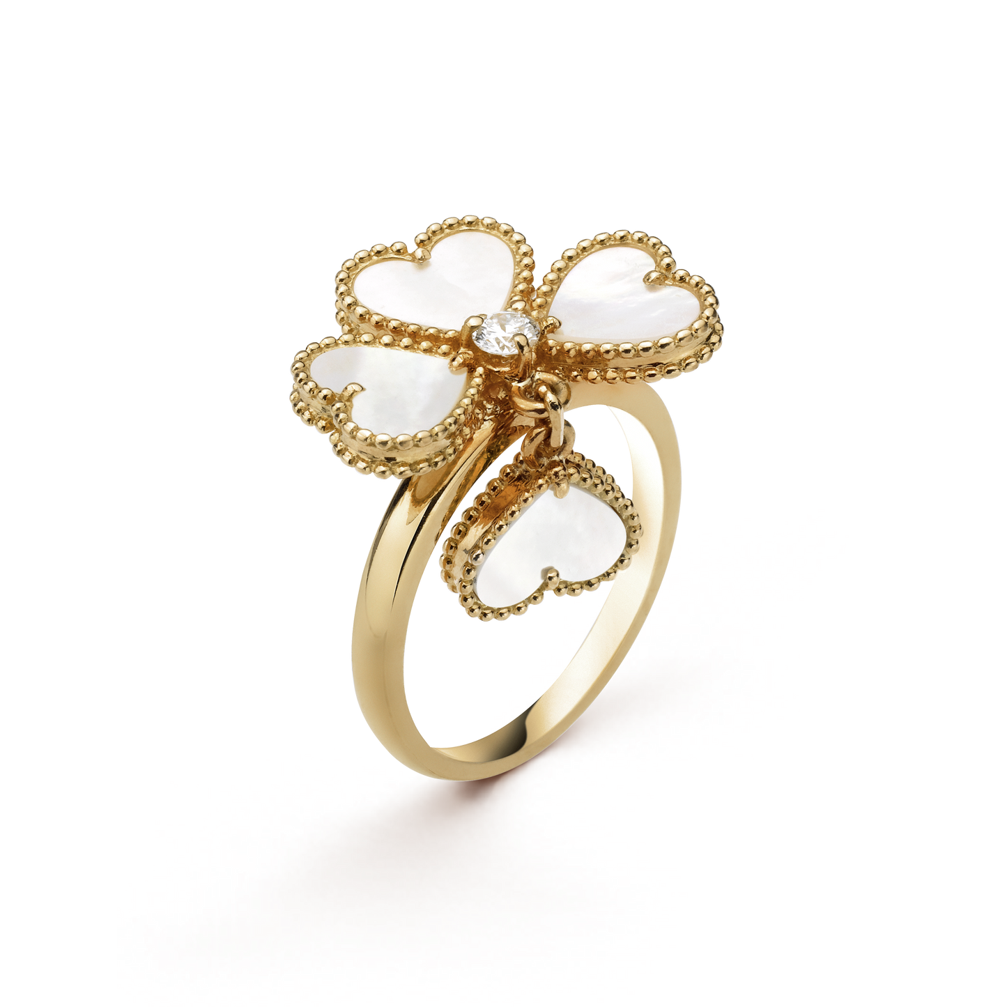 18K Van Cleef & Arpels Sweet Alhambra Effeuillage Pearls Ring