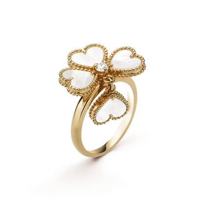 18K Van Cleef & Arpels Sweet Alhambra Effeuillage Pearls Ring