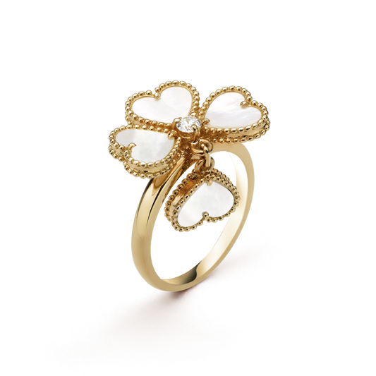 18K Van Cleef & Arpels Sweet Alhambra Effeuillage Pearls Ring