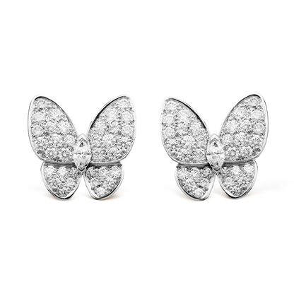 18k Van Cleef & Arpels Two Butterfly Diamonds Earrings