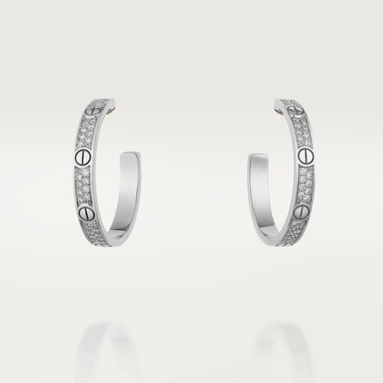 18k Cartier Love Pave Diamonds Earrings