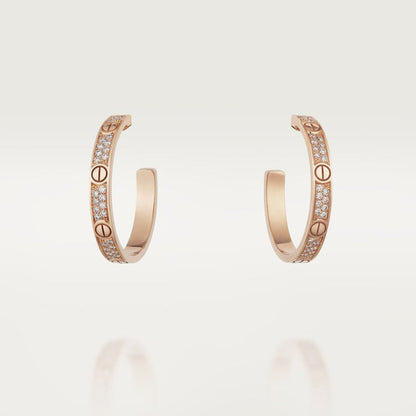 18k Cartier Love Pave Diamonds Earrings