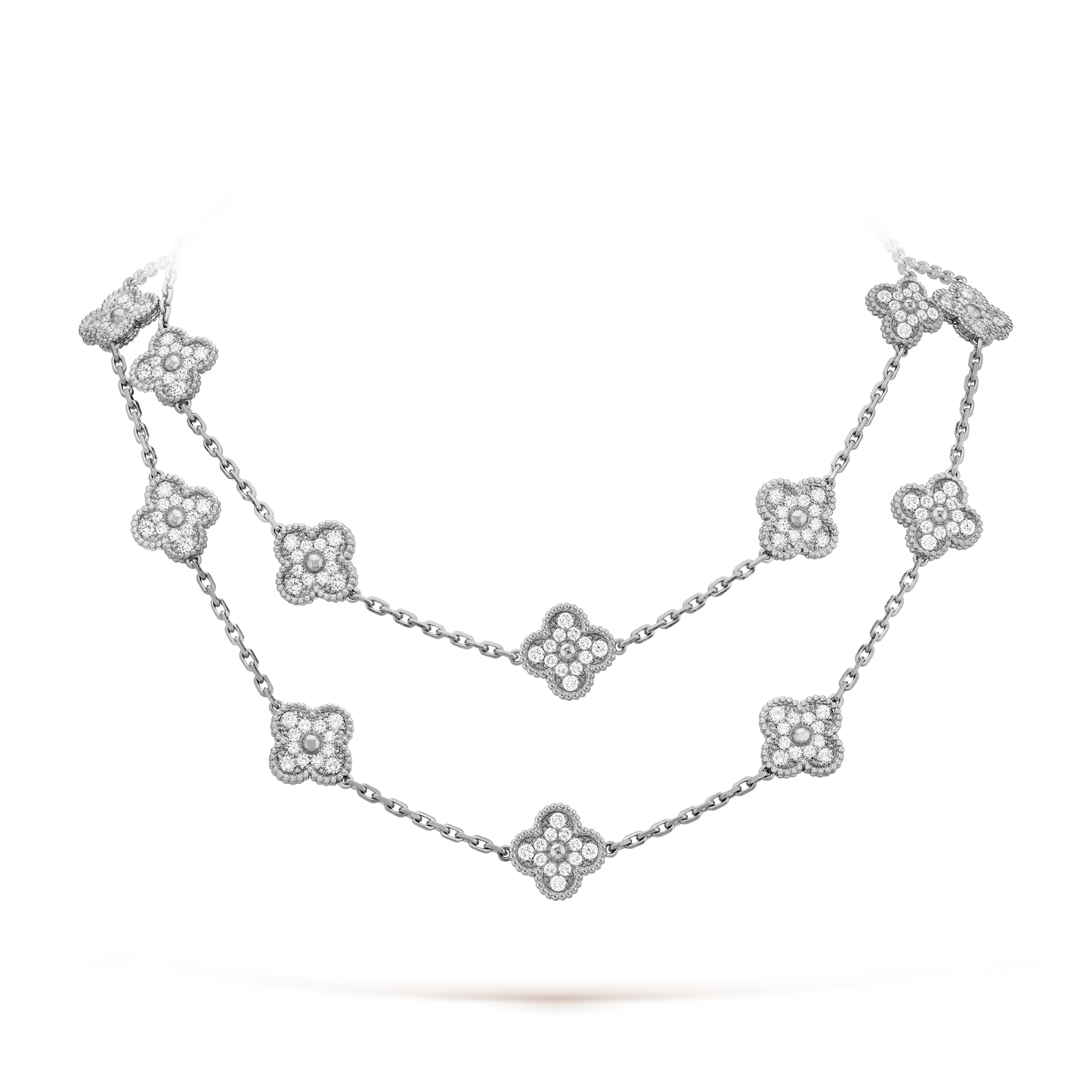 18K Van Cleef & Arpels Vintage Alhambra 20 Motifs Long Necklace