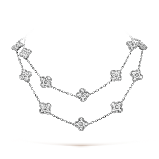 18K Van Cleef & Arpels Vintage Alhambra 20 Motifs Long Necklace