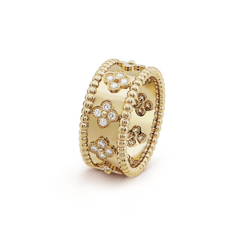 18K Perlée Clovers Ring