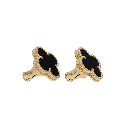 18K Vintage Alhambra Black Earrings