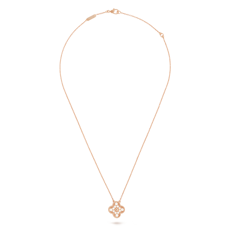 18K Rose Gold Sweet Alhambra Diamond Necklace