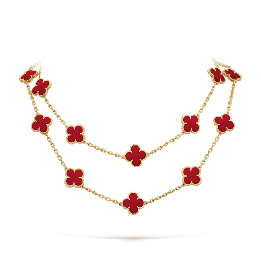 18K Van Cleef & Arpels Vintage Alhambra 20 Motifs Long Necklace