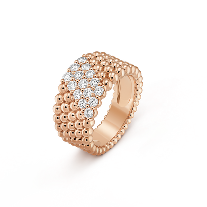 18K Van Cleef & Arpels VCA Perlée Diamonds Five Rows Ring