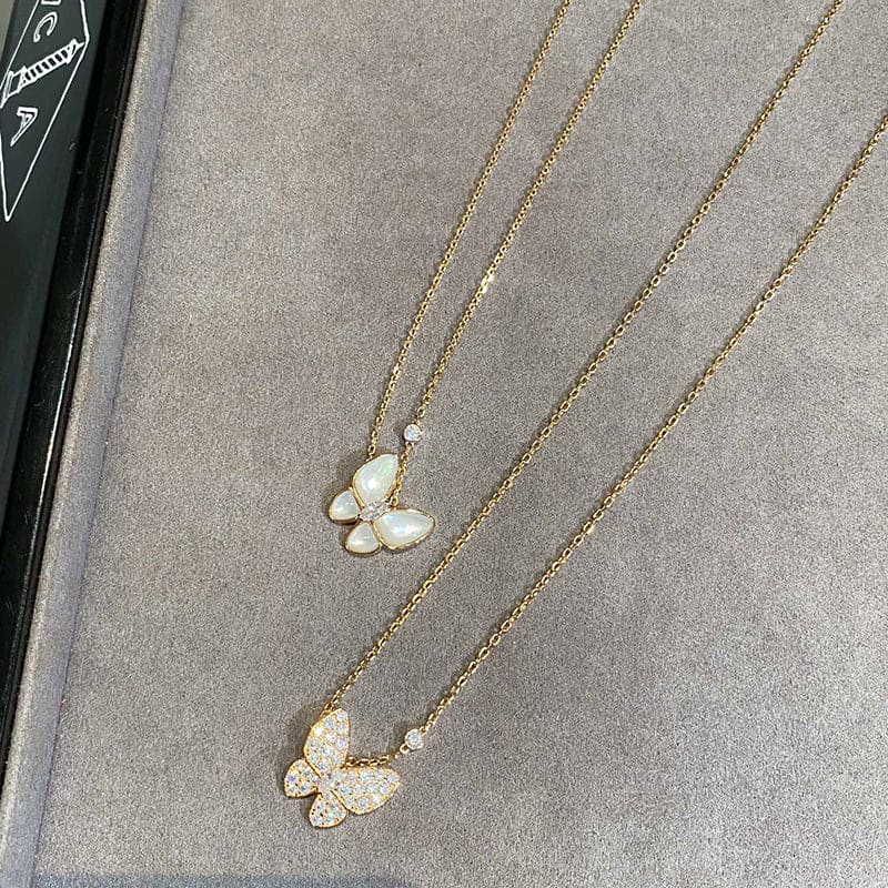 18K Two Butterfly Necklace