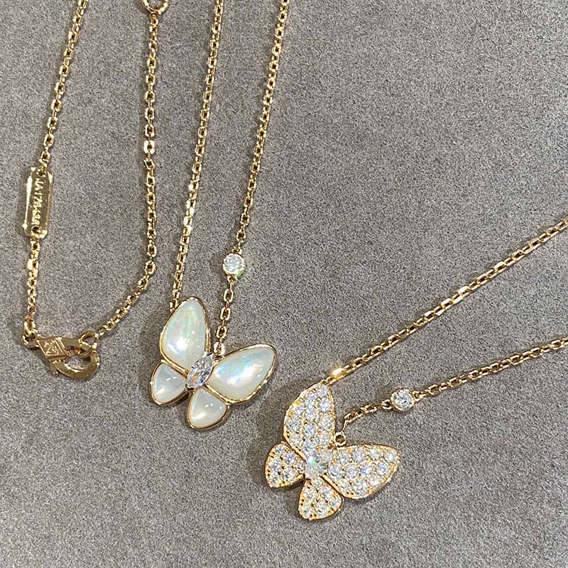 18K Two Butterfly Necklace