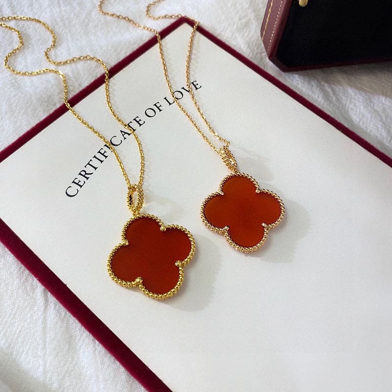 18K Magic Alhambra One Motifs Carnelian Clover Necklace