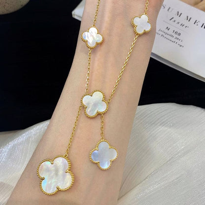 18K Magic Alhambra Six Pearls Motifs Clover Necklace