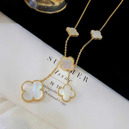 18K Magic Alhambra Six Pearls Motifs Clover Necklace