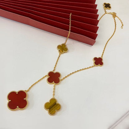 18K Magic Alhambra Six Motifs Carnelian Clover Necklace