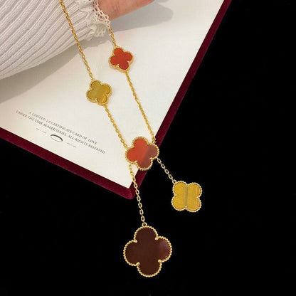 18K Magic Alhambra Six Motifs Carnelian Clover Necklace