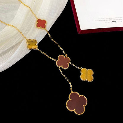 18K Magic Alhambra Six Motifs Carnelian Clover Necklace