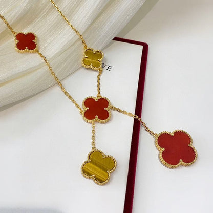 18K Magic Alhambra Six Motifs Carnelian Clover Necklace