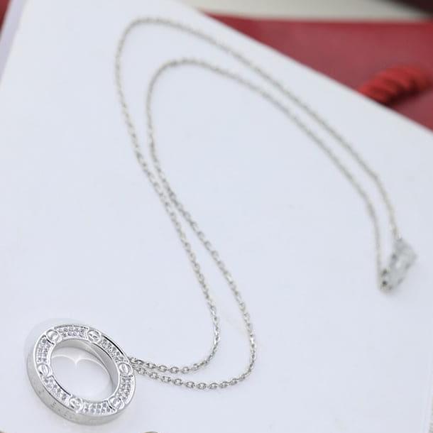 18K Love Diamond-Paved Necklace