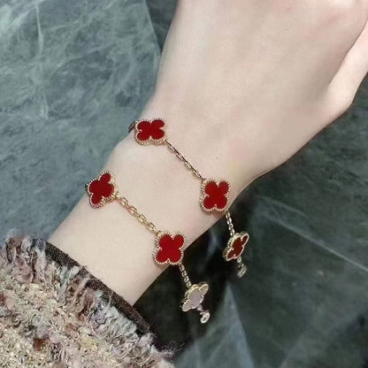 18K Vintage Alhambra Five Motifs Carnelian Bracelet