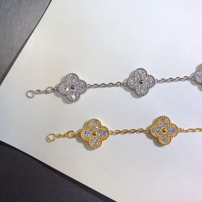 18K Vintage Alhambra Diamonds Clover Bracelet