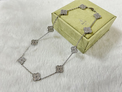 18K Vintage Alhambra Diamonds 10 Motifs Necklace