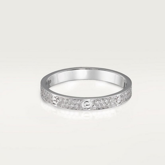 18K Love Diamond-Paved 3mm Ring