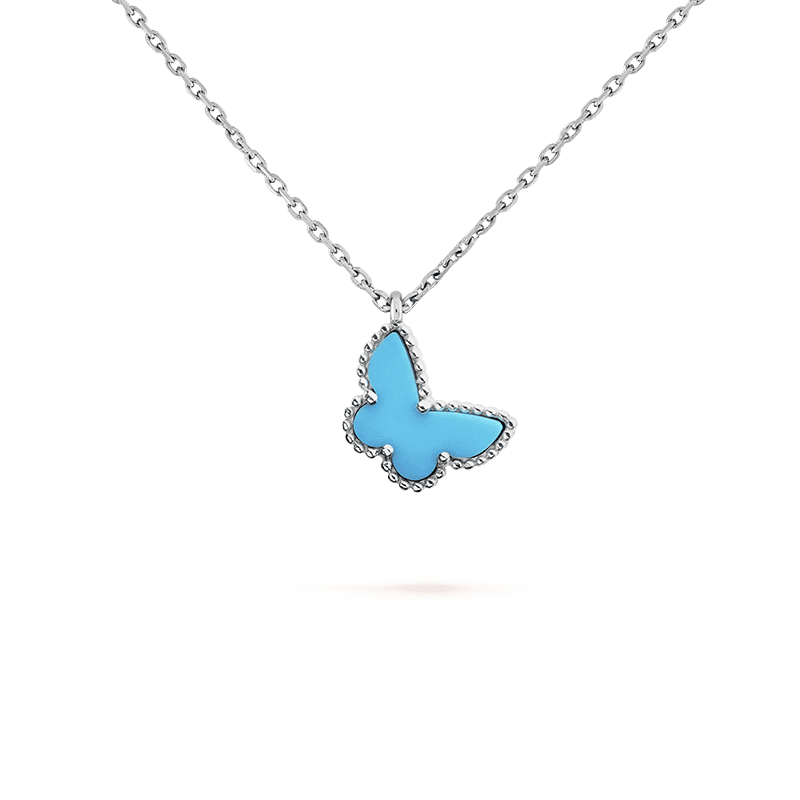 18K Van Cleef & Arpels Sweet Alhambra Blue Butterfly Necklace