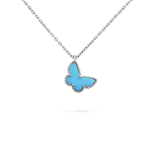 18K Van Cleef & Arpels Sweet Alhambra Blue Butterfly Necklace