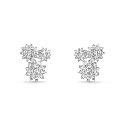 18k Van Cleef & Arpels Lotus Three Flowers Earrings