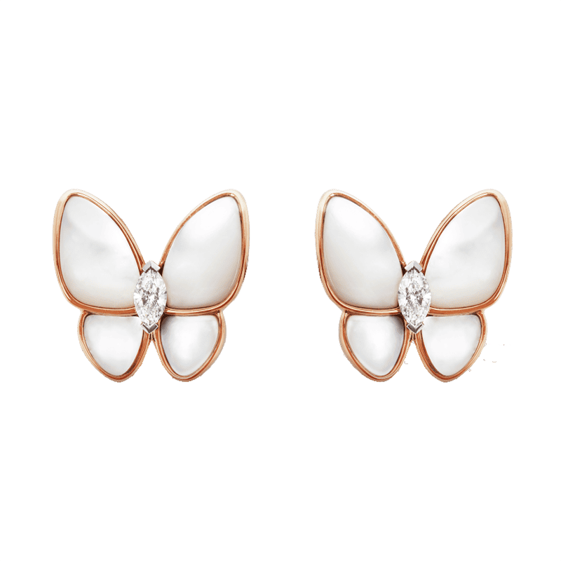 18k Van Cleef & Arpels Two Butterfly Earrings