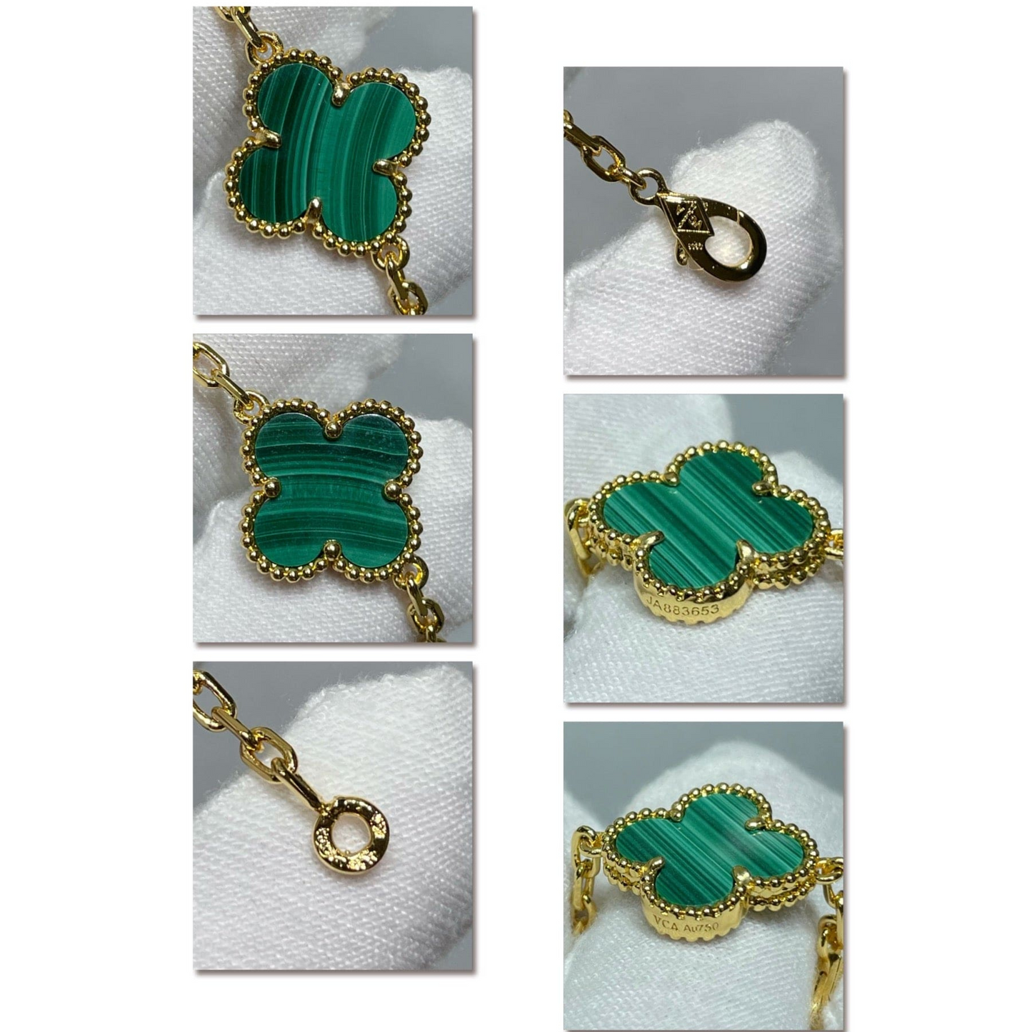 18K Vintage Alhambra Malachite 10 Motifs Necklace