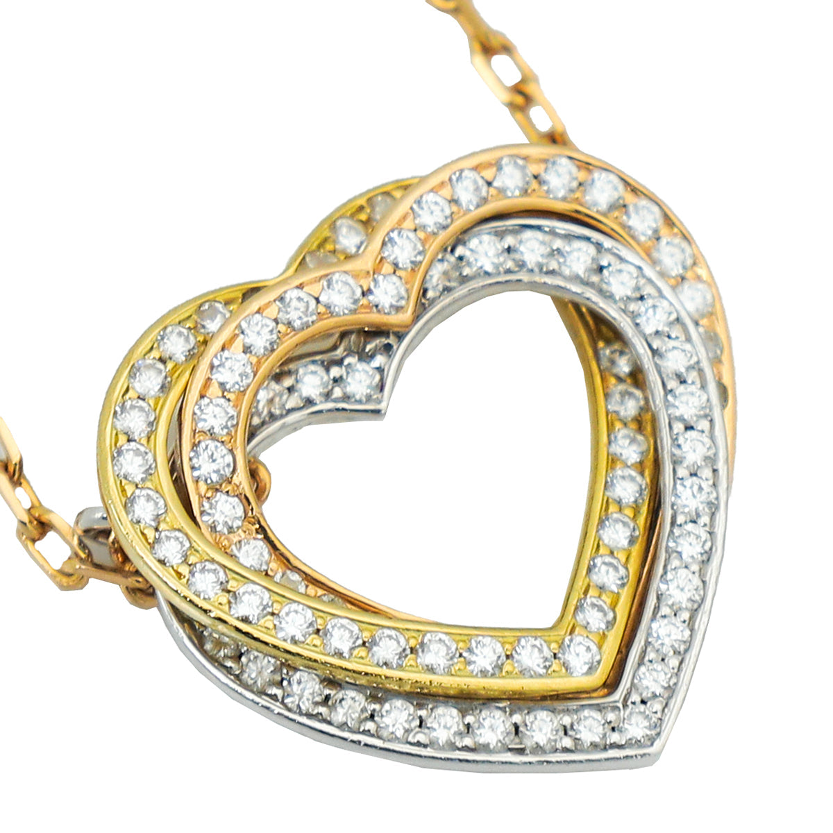 18K Trinity Heart Full Diamond Necklace