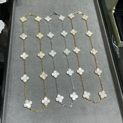 18K Vintage Alhambra Pearl 10 Motifs Necklace