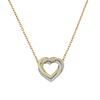 18K Trinity Heart Full Diamond Necklace