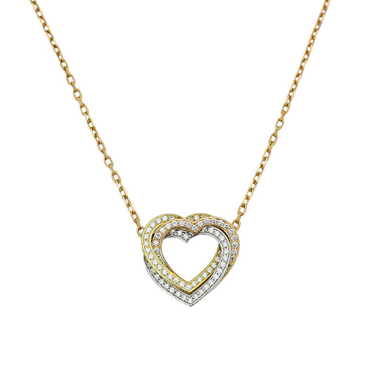 18K Trinity Heart Full Diamond Necklace