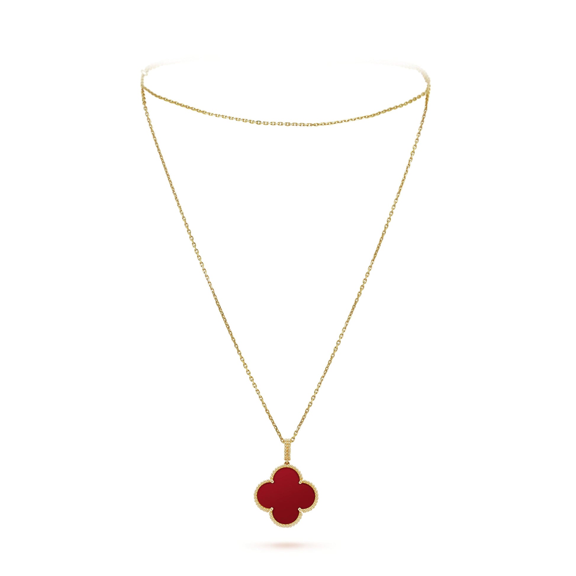 18K Van Cleef & Arpels Magic Alhambra One Motifs Carnelian Necklace