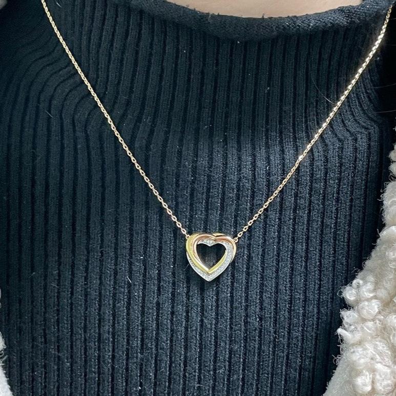 18K Trinity Heart Diamond Necklace