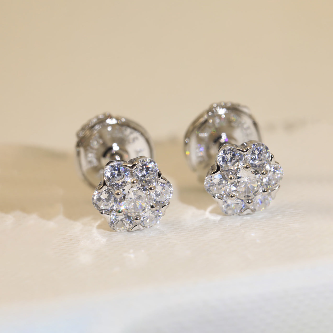 18K Flower Crystal Earrings