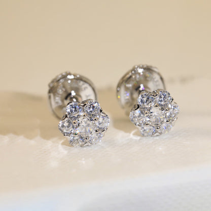 18K Flower Crystal Earrings