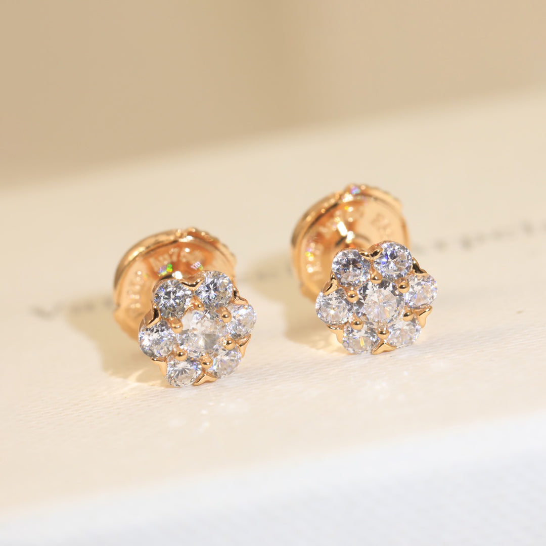 18K Flower Crystal Earrings