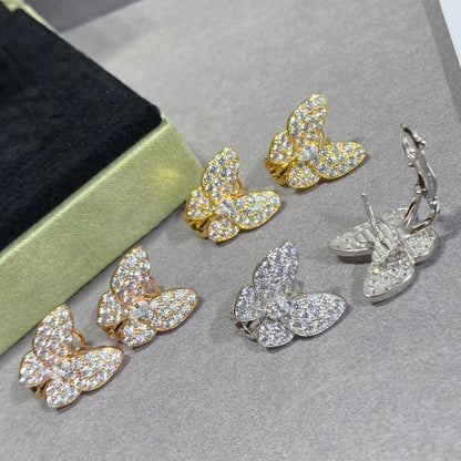 18K Two Butterfly Diamonds Earrings