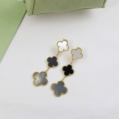 18K Magic Alhambra Three Pearls Motifs Earrings