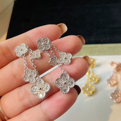 18K Magic Alhambra Four Diamonds Motifs Clover Earrings