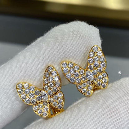 18K Two Butterfly Diamonds Earrings